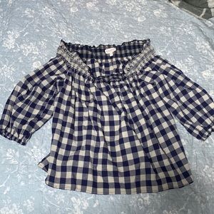 Off the shoulder plaid blouse